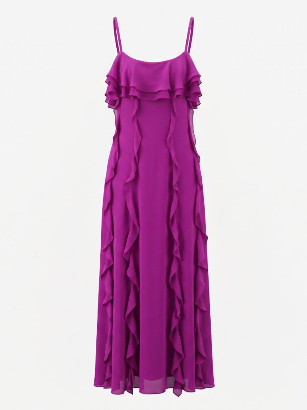 Tahari ASL Chiffon Ruffle Maxi